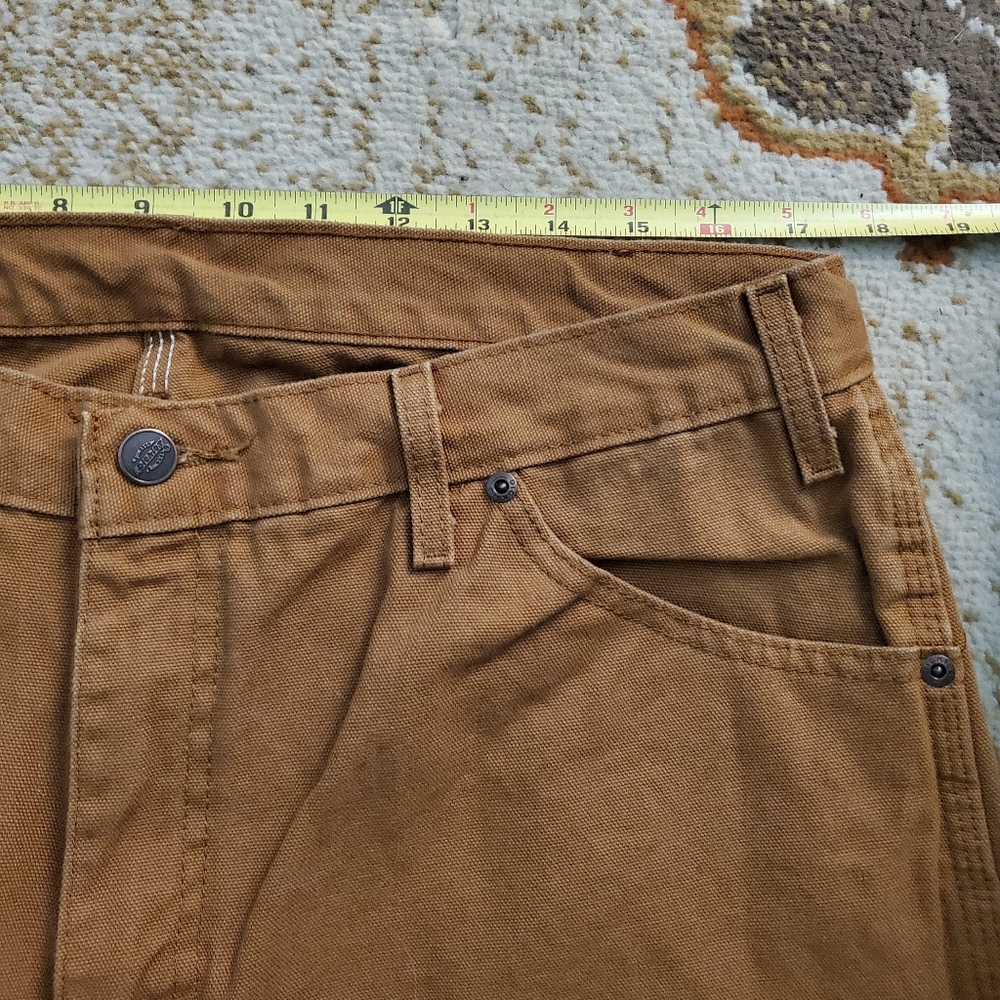 DICKIES Camel Canvas Carpenter Pants Workwear Dungarees 36 X 30 - Picture 7 of 9